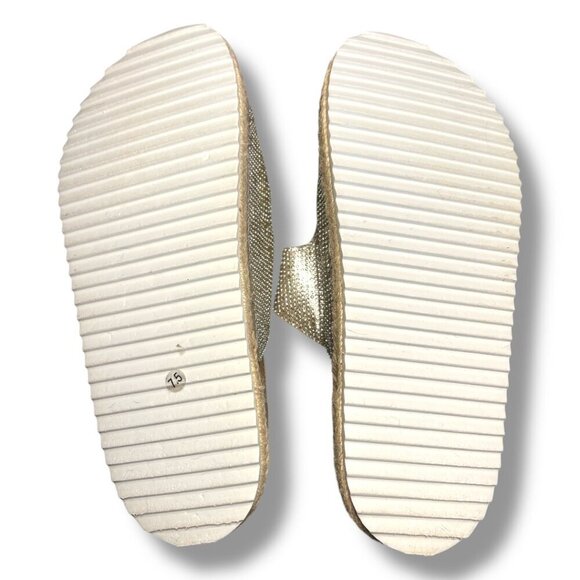 NWOT Women’s Silver Bling Rampage Jeweled Birken Style Sandals Slip On Size 7.5 - Picture 6 of 6